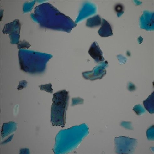 Azurite particles in optical microscope