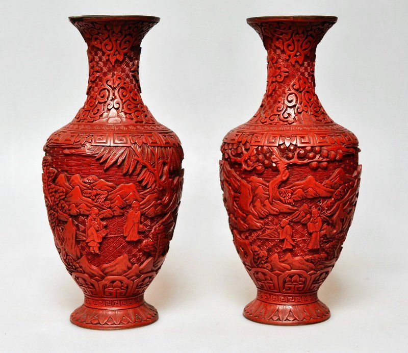 Chinese carved cinnabar lacquerware